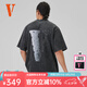 VLONE STAPLE月球大LOGO印花燙鉆水洗寬松短袖T恤男女同款黑灰時尚個性 VLTE25010BK L