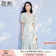 香影綠色碎花連衣裙女2025夏裝新款小個(gè)子清新收腰泡泡袖v領(lǐng)裙子 綠花 L 165/88A/110-125斤