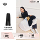 adidas馬思純同款寬松側(cè)邊拉鏈闊腿運動褲女裝新款阿迪達斯三葉草 黑色     XS