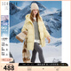 三彩2024冬季新款棉花糖羽絨服連帽白鴨絨外套中長(cháng)面包服保暖女 嫩黃色 S 155/80A