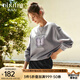Olrain【七夕】歐芮兒灰色圓領(lǐng)衛(wèi)衣女裝秋季新款時尚減齡印花套頭上衣 灰色 M