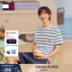 TOMMY JEANS【重磅厚實(shí)】夏男女純棉條紋針織刺繡圓領(lǐng)短袖T恤上衣18659 白綠條紋YBR M （推薦：135-150斤）