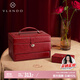 VLANDO【一鍵開(kāi)合】高級瘋馬紋紅色新婚結婚三金首飾盒禮盒裝生日禮物
