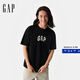 Gap男女裝純棉印花logo短袖T恤基礎款寬松上衣 黑色 L (175/96A) 亞洲尺碼