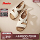 Bata羅馬風(fēng)涼鞋女2025夏商場新款牛剖皮舒適休閑女涼鞋AUH03BL5 米色 36
