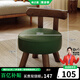林之語(yǔ)實(shí)木小凳子靠背小椅子家用小板凳客廳坐凳簡(jiǎn)約矮凳圓凳門(mén)口換鞋凳 【固定款】雙杠靠背胡桃色+綠色