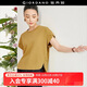 佐丹奴設計師款女裝極簡(jiǎn)風(fēng)設計感收褶前短后長(cháng)寬松圓領(lǐng)短袖T恤18324205 92琥珀 S
