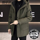 雪中飛（SNOWFLYING）2025年冬季男士中長(cháng)羽絨服新時(shí)尚品牌連帽加厚派克大衣經(jīng)典保暖工 8928軍綠色 XL (約135~150斤可穿)