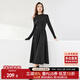 尚都比拉秋冬復古氣質(zhì)女神范打底針織連衣裙中長(cháng)款顯瘦a字裙 黑色 XL 