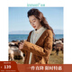 茵曼（INMAN）復(fù)古撞色針織開衫毛衣秋冬女裝新款V領(lǐng)長(zhǎng)袖寬松外套 咖啡色 XL