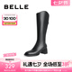 百麗（Belle）七夕禮物長(zhǎng)筒彈力靴女商場(chǎng)同款粗跟增高時(shí)尚女靴子A2L1DDG3 黑色 35 (225mm)