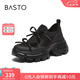 百思圖2025夏商場(chǎng)新款蝴蝶結(jié)網(wǎng)面透氣厚底老爹鞋女休閑鞋UTJ01BM5 黑色 經(jīng)典款 38
