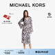 MICHAEL KORS邁克高仕 MK【七夕禮物】女士棕櫚印花長款連衣裙 含腰鏈 黑色/白色 048 S