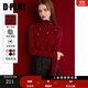 DPLAY2025秋季燙鉆針織衫內搭紅色毛衣打底衫上衣女新年毛衫 復古紅 XL