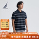 諾帝卡（NAUTICA）【商場同款】男裝25春季新款棉氨珠地撞色條紋短袖POLO男KO5119 藏青4NV L