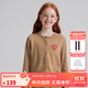 ELLE KIDS童裝 美拉德羊毛混紡愛(ài)心繡標針織開(kāi)衫女童秋季顯白氣質(zhì)百搭上衣 咖色 165 (M)