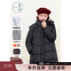 紫涵（ZIHAN）紫涵長(cháng)款直筒立領(lǐng)連帽羽絨服冬季新款保暖鵝絨面包服 黑色 S
