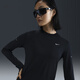 耐克女子輕薄跑步上衣冬季防曬速干長(cháng)袖圓領(lǐng)NIKE SWIFT HQ0504 010黑/銀 2XL
