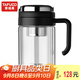 泰福高（TAFUCO）玻璃杯禮盒裝 茶杯茶水分離大容量水杯子 480ml 騎士黑 T6179