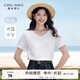 秋水伊人基礎簡(jiǎn)約V領(lǐng)純棉T恤2025年夏季新款女通勤休閑風(fēng)百搭上衣 本白 M