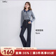 百圖betu女裝2025秋季新款牛仔微喇褲高腰顯瘦防褪色褲子女2508T78 深牛仔藍 L