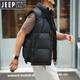 JEEP SPIRIT吉普港風(fēng)潮牌拼接設計純色立領(lǐng)羽絨馬甲男裝秋冬新款時(shí)尚保暖無(wú)袖 黑色 XL 適合125斤-140斤