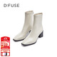 迪芙斯（D:FUSE）新款冬季女靴冬季新款短靴女方頭鱷魚(yú)紋粗跟瘦瘦靴女 鱷紋白色 36