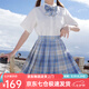 蘿美醬jk制服夏季全套女生短裙學(xué)院風(fēng)春秋JK裙百褶裙裙子半身裙套裝顯瘦 冰淇淋格裙+短袖襯衫+領(lǐng)結(jié) M 【建議95-105斤】
