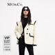 MO&Co.羊毛混紡撞邊寬肩廓形毛呢大衣中長款小香風外套女夾克大衣 米白色-第2批 S 160