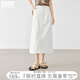 對白直筒開(kāi)叉牛仔半身裙女2025夏新款復古撞色線(xiàn)設計感中長(cháng)款裙子 本白色 L