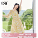 歐莎（OSA）度假風(fēng)V領(lǐng)印花連衣裙女2025夏新款寬松顯瘦海邊中長(zhǎng)裙氣質(zhì)小個(gè)子 黃色花 L