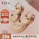 他她（TATA）涼鞋女鞋2025秋季新款休閑厚底法式氣質(zhì)時裝涼鞋女 杏色 36