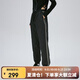 艾萊依（ERAL）收腳新款羽絨褲女士拼接收腰長款時尚通勤鴨絨褲長褲 炭黑 S 155【建議80-110斤】