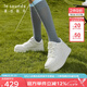 萊爾斯丹【奶油糯】春季新款LSY系帶休閑松糕小白鞋女鞋厚底板鞋69801 米白色 OWL 37