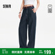 森馬（Semir）[商場(chǎng)同款]牛仔褲女半松緊腰闊腿褲2025夏季腰帶長(zhǎng)褲103325124014