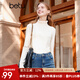 百圖betu女裝冬季新款毛衣高領(lǐng)百搭毛衫長(zhǎng)袖打底針織衫女2311T29 米白 L