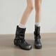 斤慕復古騎士西部牛仔堆堆靴女馬丁褲管甜酷百搭機車(chē)短靴2026秋冬新款 黑色褲管靴 單層 （跟高3cm） 37