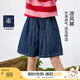 茵曼（INMAN）【涼風(fēng)褲】茵曼女童牛仔短褲清爽透氣2025夏季中大童寬松休閑褲子 深藍色 170