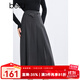 百圖betu女裝冬季新款半身裙斜搭扣腰帶高腰百褶裙裙子女2411T71 深灰 M