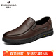富貴鳥男士休閑皮鞋男鞋軟底防滑中老年爸爸鞋50-60歲真皮套腳老人鞋子 棕色 39