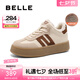 百麗（Belle）高幫板栗復(fù)古德訓(xùn)鞋女25春新款運動休閑小白鞋子A6N5DAM5 米白 40 (250mm)