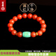 語(yǔ)唐保山南紅瑪瑙手串手鏈滿(mǎn)色滿(mǎn)肉配綠松石男女款單圈 11mm