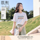 香影白色t恤女短袖2025夏裝新款慵懶風(fēng)寬松字母卡通貓咪減齡上衣 白色 T恤 L 165/88A/110-125斤