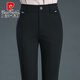 皮爾卡丹西裝褲女小腳春秋季中年褲子高彈力休閑褲高腰女直筒褲40歲針織 黑色【不加絨】 L 28 95-105斤