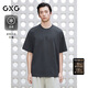 GXG男裝圓領(lǐng)T恤雙色貼布繡上衣涼感 深灰色 170/M