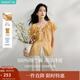 茵曼（INMAN）【苧麻】清麻系列炒色襯衫t恤女裝2025夏季新款短袖上衣 淺橙色 -18424248H S