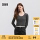 森馬（Semir）毛衣女短款假兩件正肩顯瘦2025春季新款緊身絞花毛衫慵懶氣質(zhì) 白灰色調00312 M 160/84A