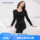 舒雅（SCHIESSER）女士圓領(lǐng)50S莫代爾柔軟輕打底長袖長褲保暖秋衣秋褲套裝E0/24257W 黑色 XL 【65-70公斤】