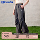 FILA FUSION斐樂潮牌梭織長褲女2025夏季新款時尚休閑寬松運動褲 墨翀灰-GY S 160/62A/S