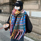 廣月藍新款馬海毛加厚圍巾時(shí)尚加厚保暖彩色格子圍巾女韓版學(xué)生情侶軟糯 主圖色 40*230